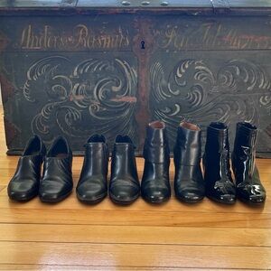 Women’s Leather Ankle Booties — Size 7M (Clarks, Söfft, AK Anne Klein)